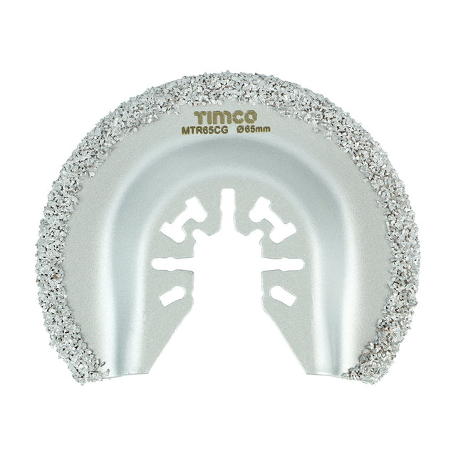 This is an image of Timco - Multi-Tool Blade - Radial Grit - For Tiles Dia.65mm (1 Each Blister Pack) MTR65CG