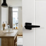 Quality image of Oro & Oro Skywalker Lever Door Handle on Square Rose - Matt Black | Sku. o8015emb | available from Trade Door Handles.