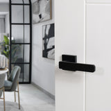 Quality image of Oro & Oro Galassia Lever Door Handle on Square Rose - Matt Black | Sku. o10815emb | available from Trade Door Handles.