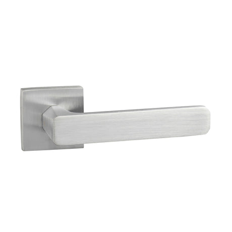 Quality image of Oro & Oro Galassia Lever Door Handle on Square Rose - Satin Chrome | Sku. o10815esc | available from Trade Door Handles.