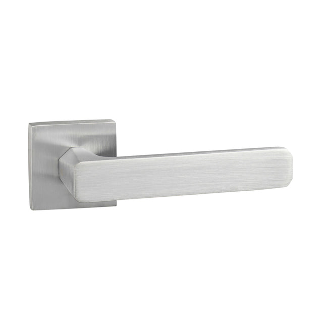 Quality image of Oro & Oro Galassia Lever Door Handle on Square Rose - Satin Chrome | Sku. o10815esc | available from Trade Door Handles.
