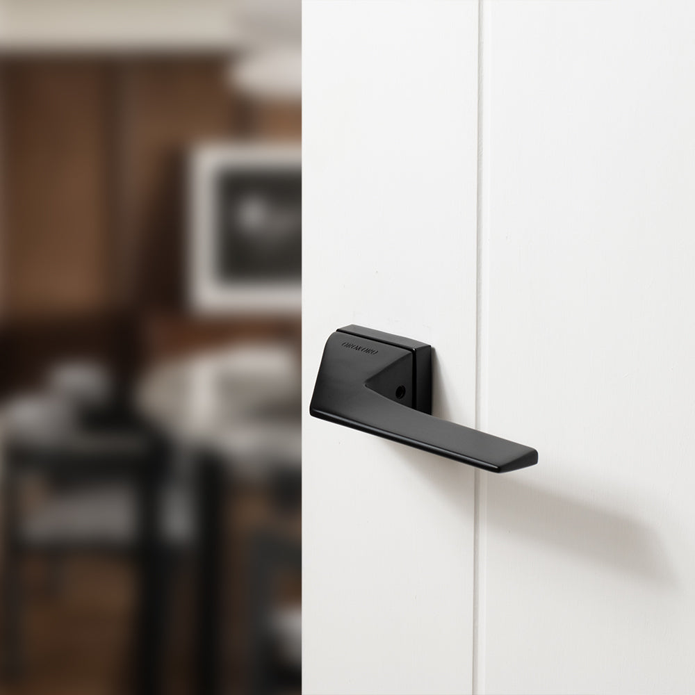Quality image of Oro & Oro Ace Lever Door Handle on Square Rose - Matt Black | Sku. o12324emb | available from Trade Door Handles.