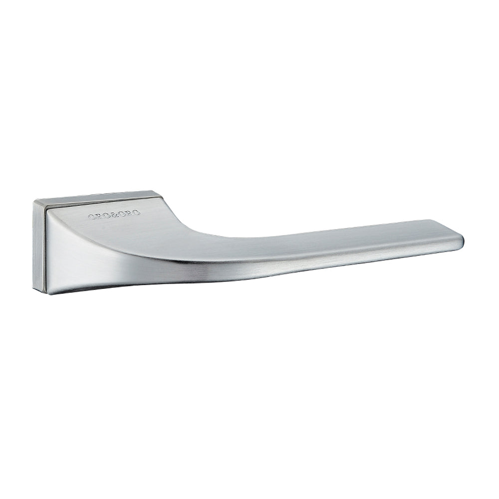 Quality image of Oro & Oro Oia Lever Door Handle on Square Rose - Satin Chrome | Sku. o12524esc | available from Trade Door Handles.