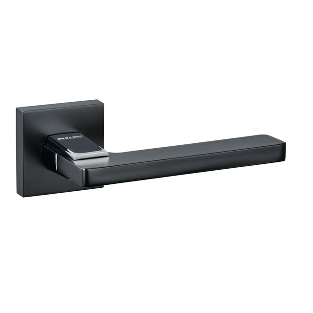 Quality image of Oro & Oro Alba Lever Door Handle on Square Rose - Matt Black | Sku. o6815emb | available from Trade Door Handles.