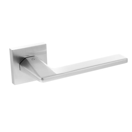 Quality image of Oro & Oro Sienna Lever Door Handle on Square Rose - Satin Chrome | Sku. o9215esc | available from Trade Door Handles.