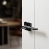 Quality image of Oro & Oro Frana Lever Door Handle on Square Rose - Matt Black | Sku. o9315emb | available from Trade Door Handles.
