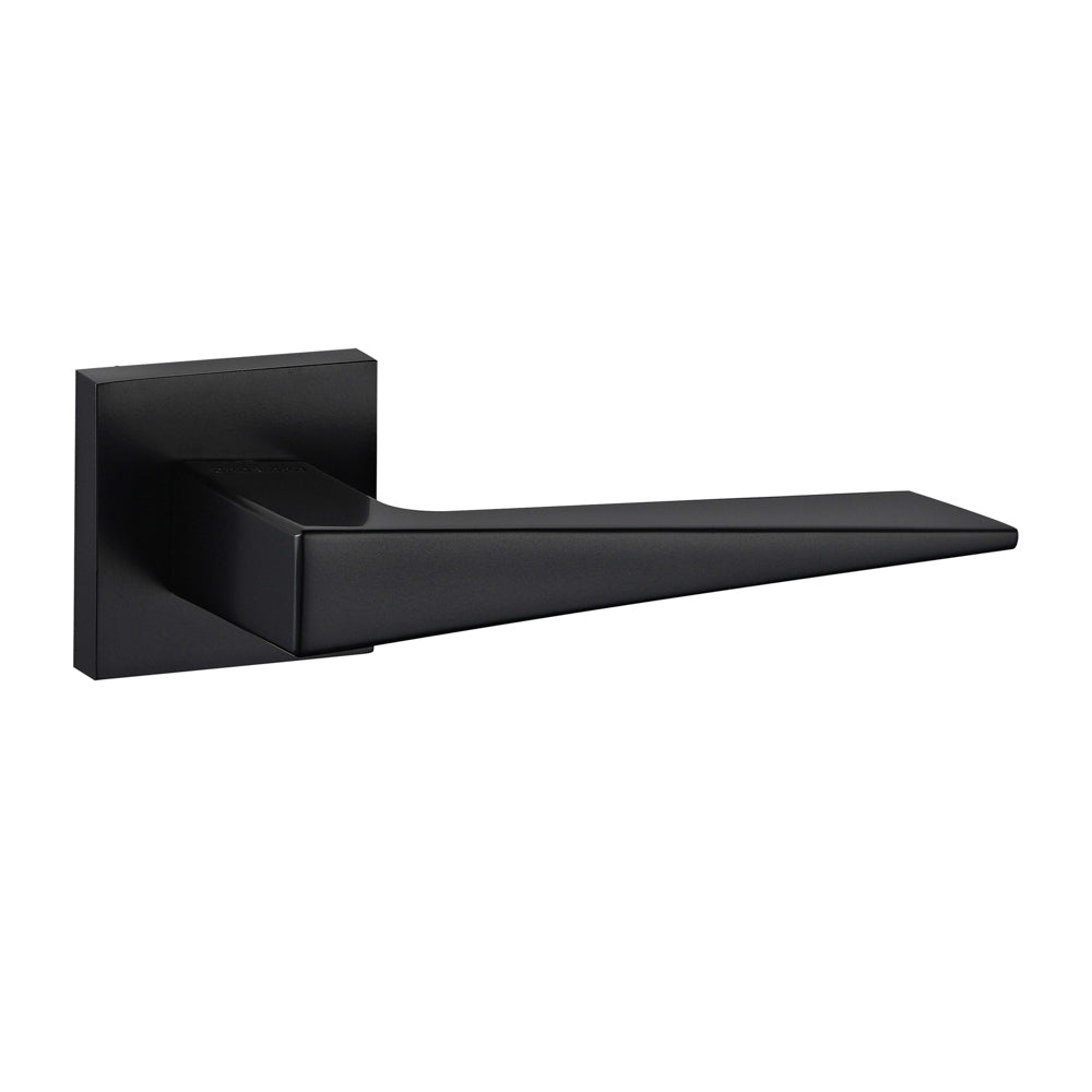 Quality image of Oro & Oro Ivy Lever Door Handle on Square Rose - Matt Black | Sku. o9615emb | available from Trade Door Handles.