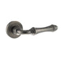 Quality image of Old English Durham Lever Door Handle on Round Rose - Distressed Silver | Sku. oe127ds | available from Trade Door Handles.