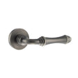 Quality image of Old English Durham Lever Door Handle on Round Rose - Matt Gun Metal | Sku. oe127mbn | available from Trade Door Handles.
