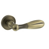 Quality image of Old English Cambridge Lever Door Handle on Round Rose - Matt Antique Brass | Sku. oe175mab | available from Trade Door Handles.