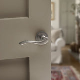 Quality image of Old English Warwick Door Handle Pack (Bathroom Set - 3" CE Bathroom Lock, 4" Slim Knuckle Hinges x2) - Distressed Silver | Sku. adpoe178ds13 | available from Trade Door Handles.