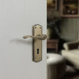 Quality image of Old English Warwick WC Lever Door Handle on Backplate - Matt Antique Brass | Sku. oe178wcmab | available from Trade Door Handles.