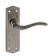 Quality image of Old English Warwick Latch Lever Door Handle on Backplate - Distressed Silver | Sku. oe178lds | available from Trade Door Handles.
