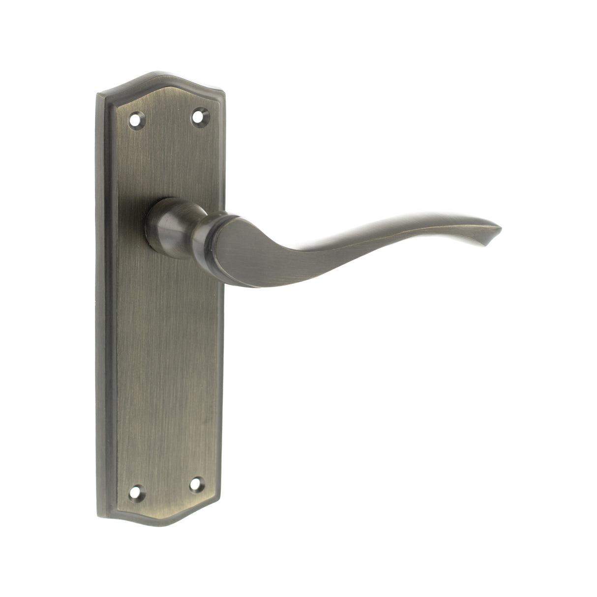 Quality image of Old English Warwick Latch Lever Door Handle on Backplate - Matt Antique Brass | Sku. oe178lmab | available from Trade Door Handles.