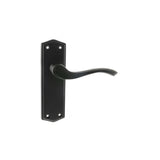 Quality image of Old English Warwick Latch Lever Door Handle on Backplate - Matt Black | Sku. oe178lmb | available from Trade Door Handles.
