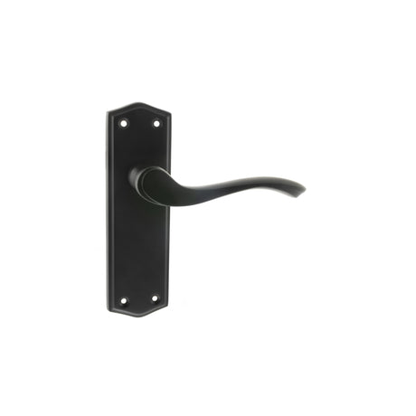 Quality image of Old English Warwick Latch Lever Door Handle on Backplate - Matt Black | Sku. oe178lmb | available from Trade Door Handles.