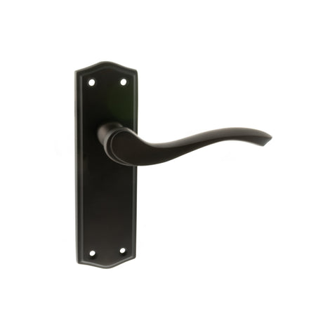 Quality image of Old English Warwick Latch Lever Door Handle on Backplate - Urban Dark Bronze | Sku. oe178ludb | available from Trade Door Handles.