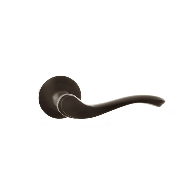 Quality image of Old English Warwick Lever Door Handle on Round Rose - Urban Dark Bronze | Sku. oe178udb | available from Trade Door Handles.