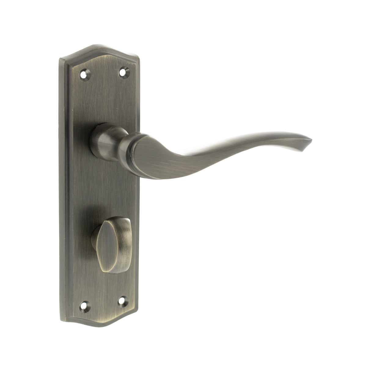 Quality image of Old English Warwick WC Lever Door Handle on Backplate - Matt Antique Brass | Sku. oe178wcmab | available from Trade Door Handles.