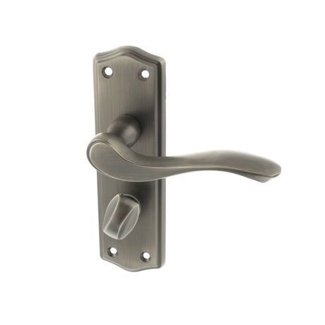 Quality image of Old English Warwick WC Lever Door Handle on Backplate - Matt Gun Metal | Sku. oe178wcmbn | available from Trade Door Handles.