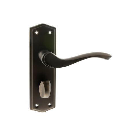Quality image of Old English Warwick WC Lever Door Handle on Backplate - Urban Dark Bronze | Sku. oe178wcudb | available from Trade Door Handles.