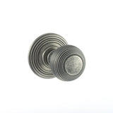 Quality image of Old English Ripon Solid Brass Reeded Mortice Knob on Concealed Fix Rose - Distressed Silver | Sku. oe50rmkds | available from Trade Door Handles.
