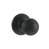 Quality image of Old English Ripon Solid Brass Reeded Mortice Knob on Concealed Fix Rose - Matt Black | Sku. oe50rmkmb | available from Trade Door Handles.