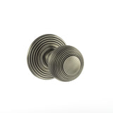 Quality image of Old English Ripon Solid Brass Reeded Mortice Knob on Concealed Fix Rose - Matt Gun Metal | Sku. oe50rmkmbn | available from Trade Door Handles.