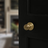 Quality image of Old English Ripon Door Knob Pack (Bathroom Set - 4" Deadbolt, 3" Fire Rated Hinges x3) - Raw Brass | Sku. adpoe50rmkrb61 | available from Trade Door Handles.
