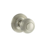Quality image of Old English Ripon Solid Brass Reeded Mortice Knob on Concealed Fix Rose - Satin Nickel | Sku. oe50rmksn | available from Trade Door Handles.