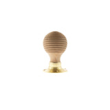 Quality image of Old English Bridlington Wood Reeded Beehive Door Knob on Face Fix Rose - Polished Brass | Sku. oe57rmkpb | available from Trade Door Handles.