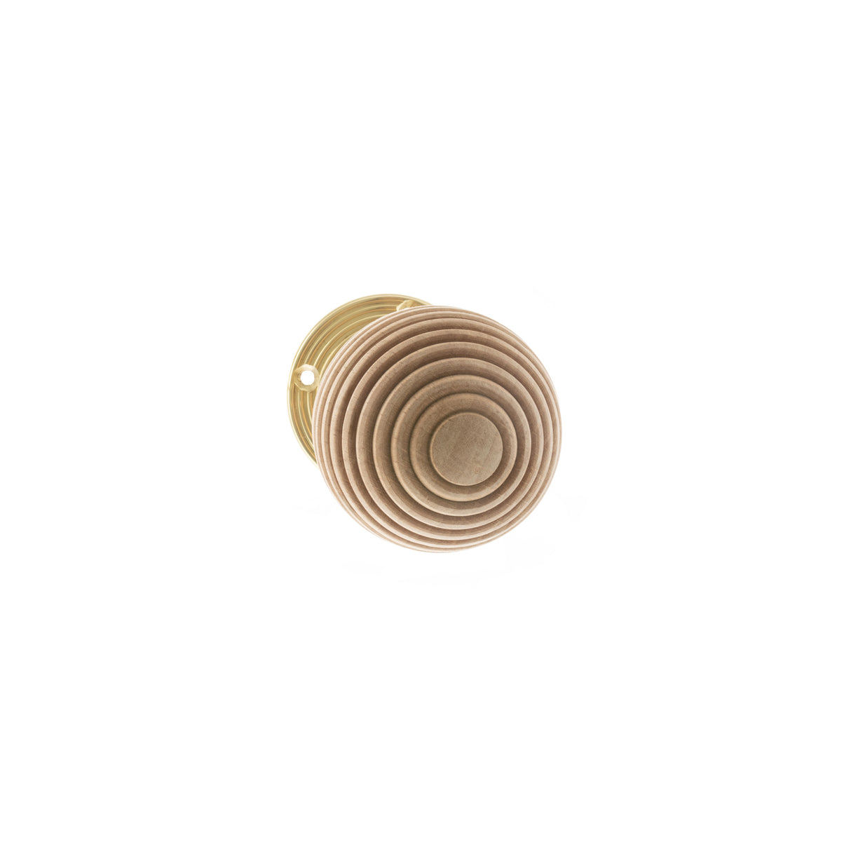 Quality image of Old English Bridlington Wood Reeded Beehive Door Knob on Face Fix Rose - Polished Brass | Sku. oe57rmkpb | available from Trade Door Handles.