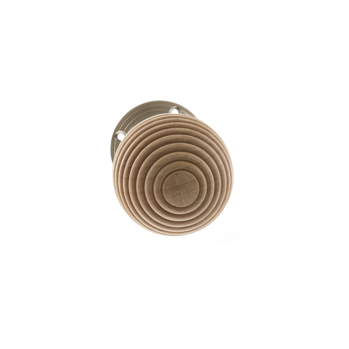 Quality image of Old English Bridlington Wood Reeded Beehive Door Knob on Face Fix Rose - Satin Nickel | Sku. oe57rmksn | available from Trade Door Handles.