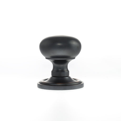 Quality image of Old English Harrogate Solid Brass Mushroom Mortice Knob on Concealed Fix Rose - Antique Copper | Sku. oe58mmkac | available from Trade Door Handles.