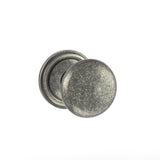 Quality image of Old English Harrogate Solid Brass Mushroom Mortice Knob on Concealed Fix Rose - Distressed Silver | Sku. oe58mmkds | available from Trade Door Handles.