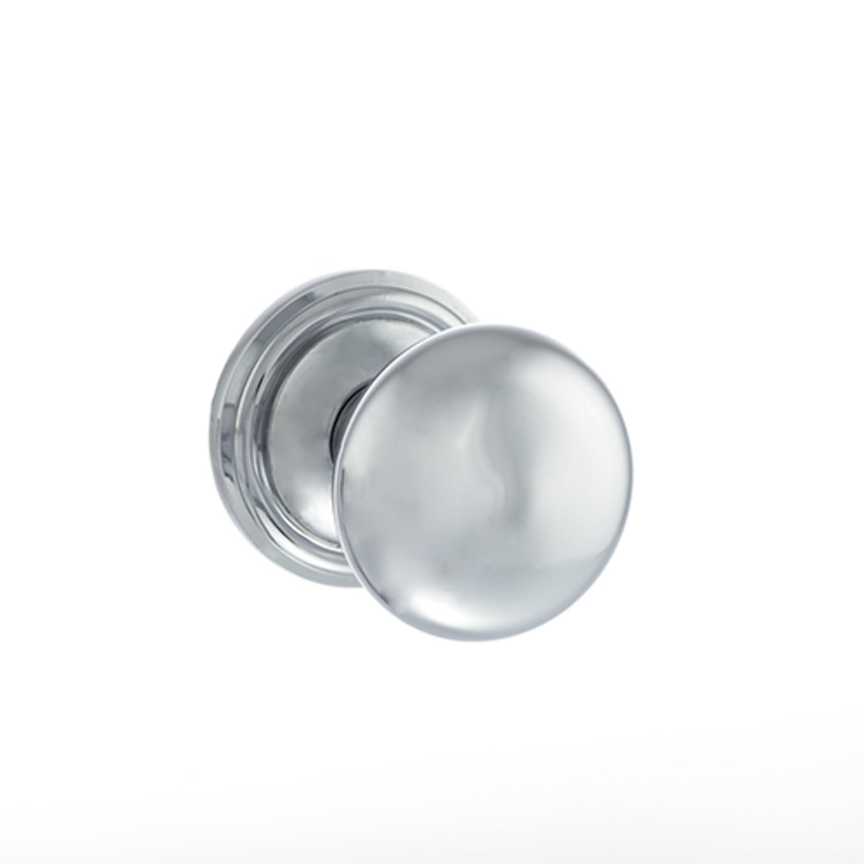Quality image of Old English Harrogate Solid Brass Mushroom Mortice Knob on Concealed Fix Rose - Polished Chrome | Sku. oe58mmkpc | available from Trade Door Handles.