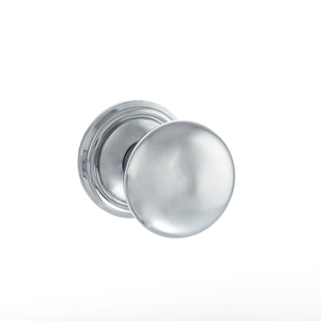 Quality image of Old English Harrogate Solid Brass Mushroom Mortice Knob on Concealed Fix Rose - Polished Chrome | Sku. oe58mmkpc | available from Trade Door Handles.