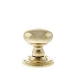 Quality image of Old English Harrogate Solid Brass Mushroom Mortice Knob on Concealed Fix Rose - Raw Brass | Sku. oe58mmkrb | available from Trade Door Handles.