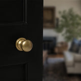 Quality image of Old English Harrogate Solid Brass Mushroom Mortice Knob on Concealed Fix Rose - Raw Brass | Sku. oe58mmkrb | available from Trade Door Handles.