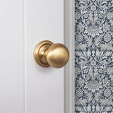 Quality image of Old English Harrogate Solid Brass Mushroom Mortice Knob on Concealed Fix Rose - Satin Brass | Sku. oe58mmksb | available from Trade Door Handles.