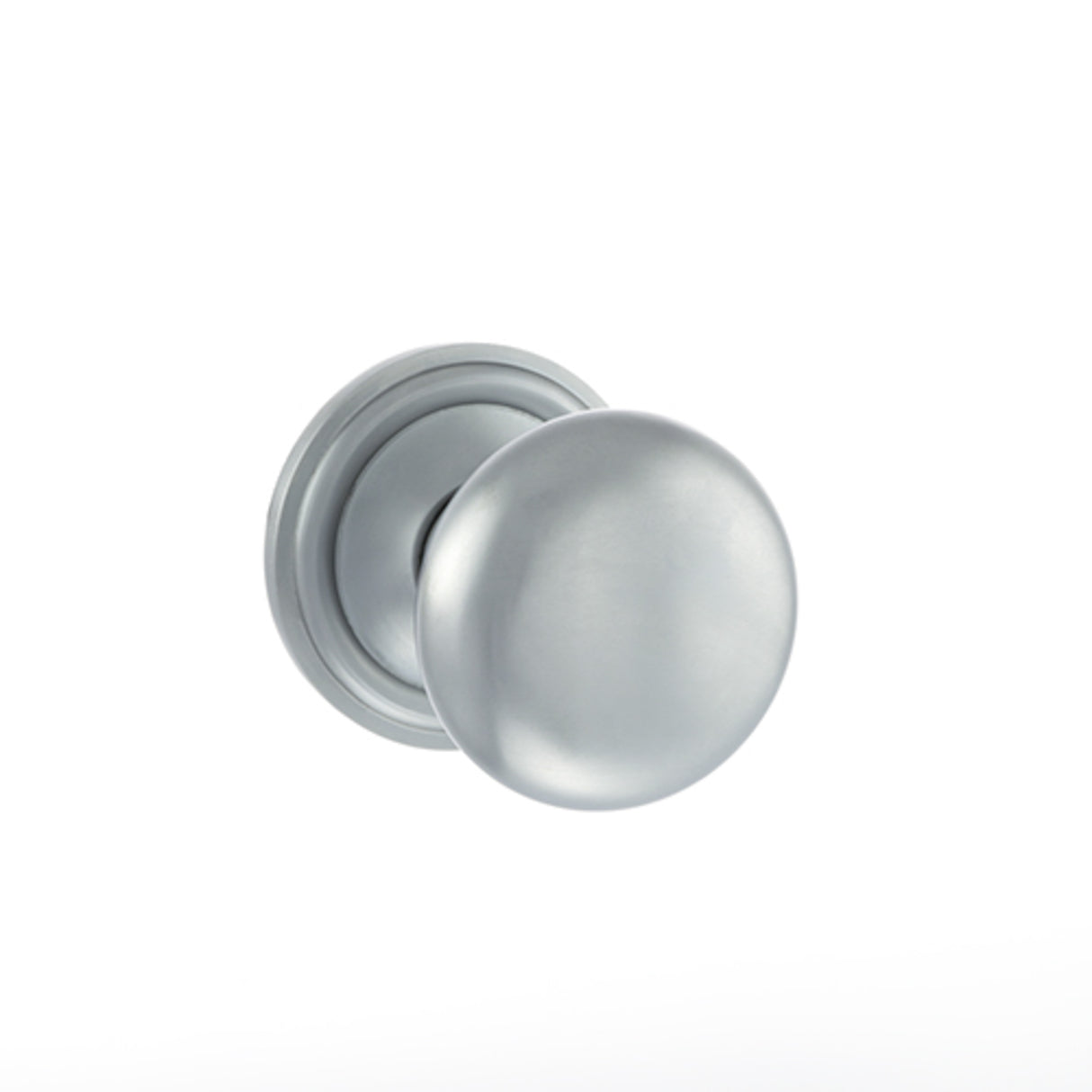 Quality image of Old English Harrogate Solid Brass Mushroom Mortice Knob on Concealed Fix Rose - Satin Chrome | Sku. oe58mmksc | available from Trade Door Handles.