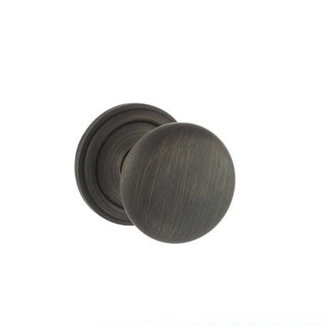 Quality image of Old English Harrogate Solid Brass Mushroom Mortice Knob on Concealed Fix Rose - Urban Bronze | Sku. oe58mmkub | available from Trade Door Handles.