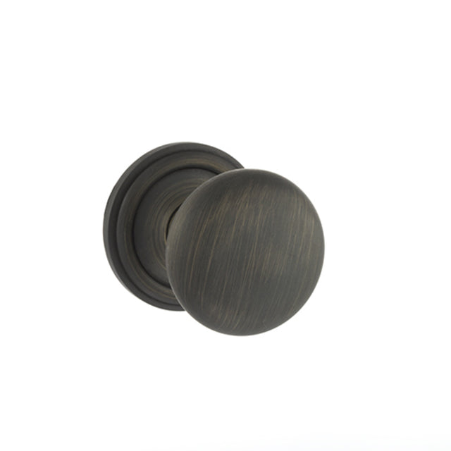 Quality image of Old English Harrogate Solid Brass Mushroom Mortice Knob on Concealed Fix Rose - Urban Bronze | Sku. oe58mmkub | available from Trade Door Handles.