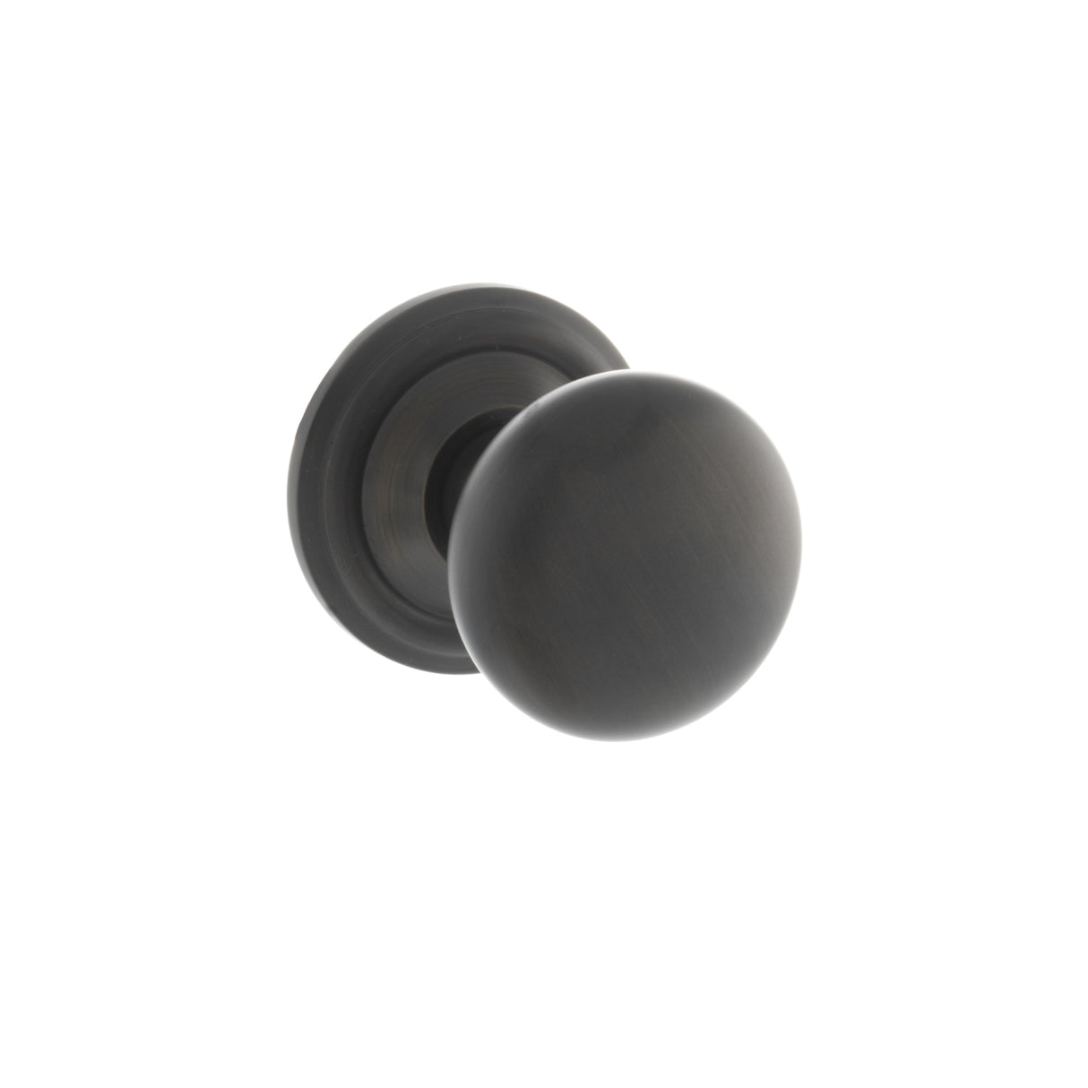 Quality image of Old English Harrogate Solid Brass Mushroom Mortice Knob on Concealed Fix Rose - Urban Dark Bronze | Sku. oe58mmkudb | available from Trade Door Handles.