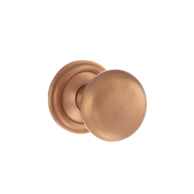 Quality image of Old English Harrogate Solid Brass Mushroom Mortice Knob on Concealed Fix Rose - Urban Satin Copper | Sku. oe58mmkusc | available from Trade Door Handles.