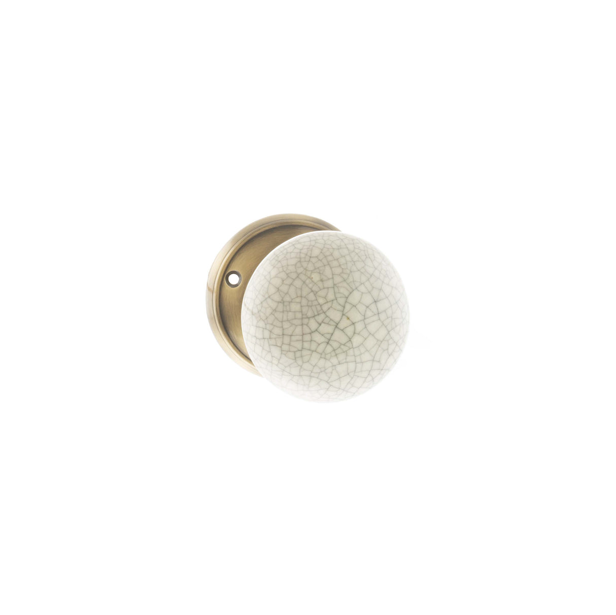 Quality image of Old English Skipton Porcelain Cream Crackle Door Knob on Face Fix Rose - Antique Brass | Sku. oe59cmkcab | available from Trade Door Handles.