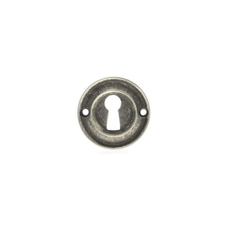 Quality image of Old English Solid Brass Open Key Hole Escutcheons - Distressed Silver | Sku. oerkeds | available from Trade Door Handles.