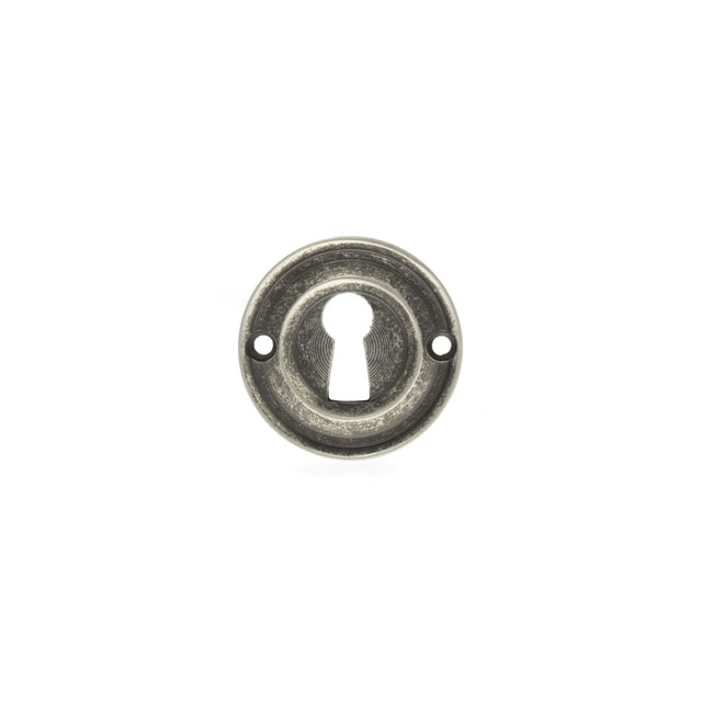 Quality image of Old English Solid Brass Open Key Hole Escutcheons - Distressed Silver | Sku. oerkeds | available from Trade Door Handles.