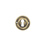 Quality image of Old English Solid Brass Open Key Hole Escutcheons - Matt Antique Brass | Sku. oerkemab | available from Trade Door Handles.