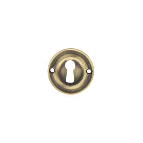 Quality image of Old English Solid Brass Open Key Hole Escutcheons - Matt Antique Brass | Sku. oerkemab | available from Trade Door Handles.